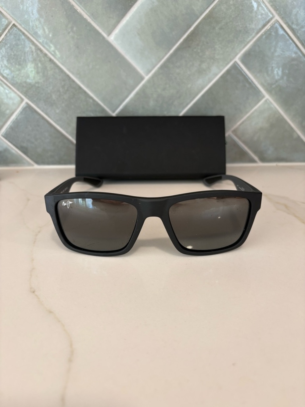 Maui Jim “The Flats” Matte Black Rectangular Polarized Sunglasses